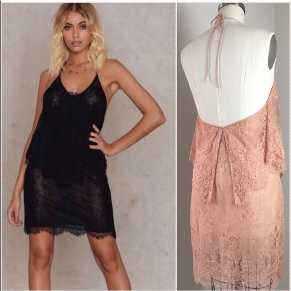 STYLESTALKER Lace Halter Slip Dress h670-1 - Picture 2 of 5